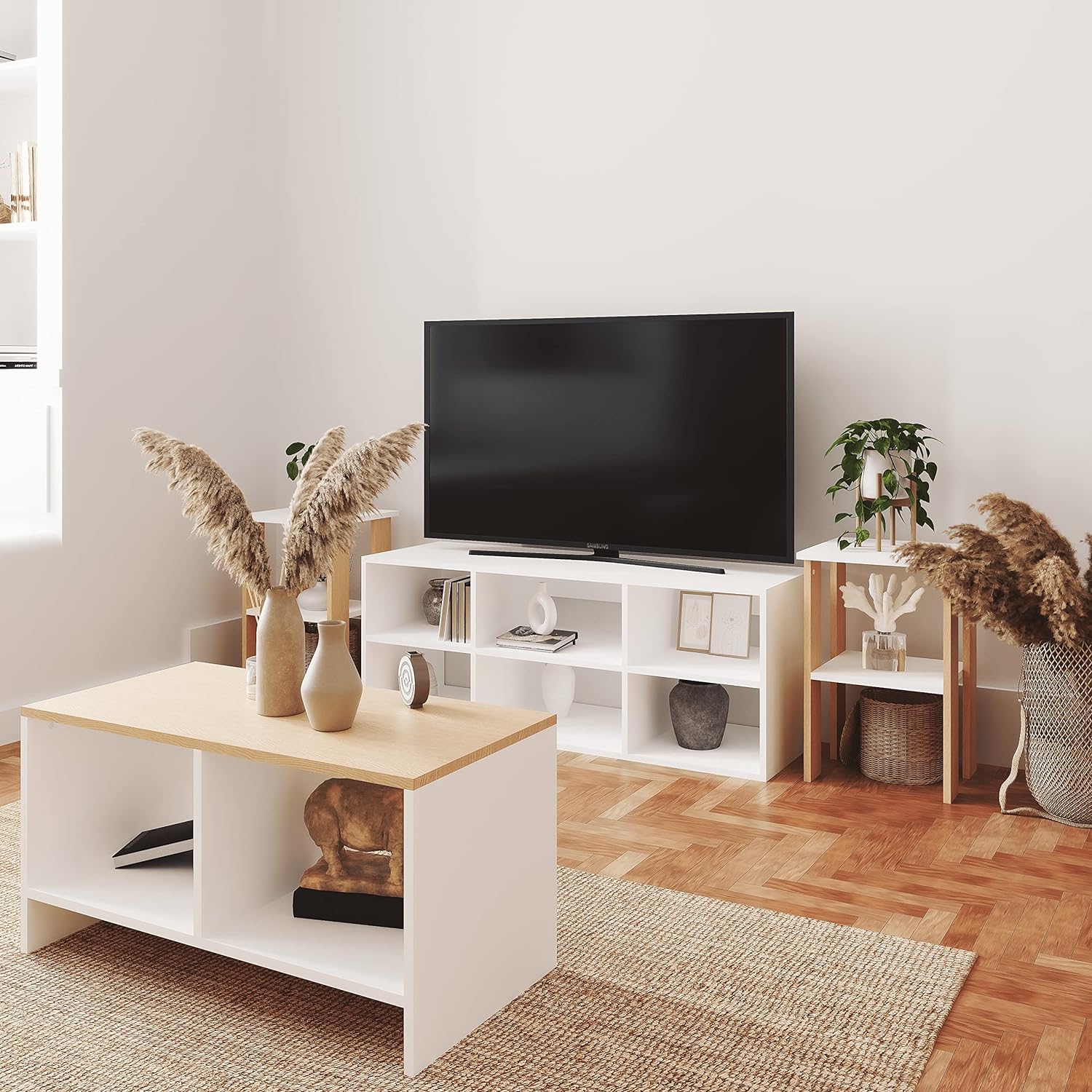 Mesa de Centro Smart  Roble y Blanco - MORU MUEBLES