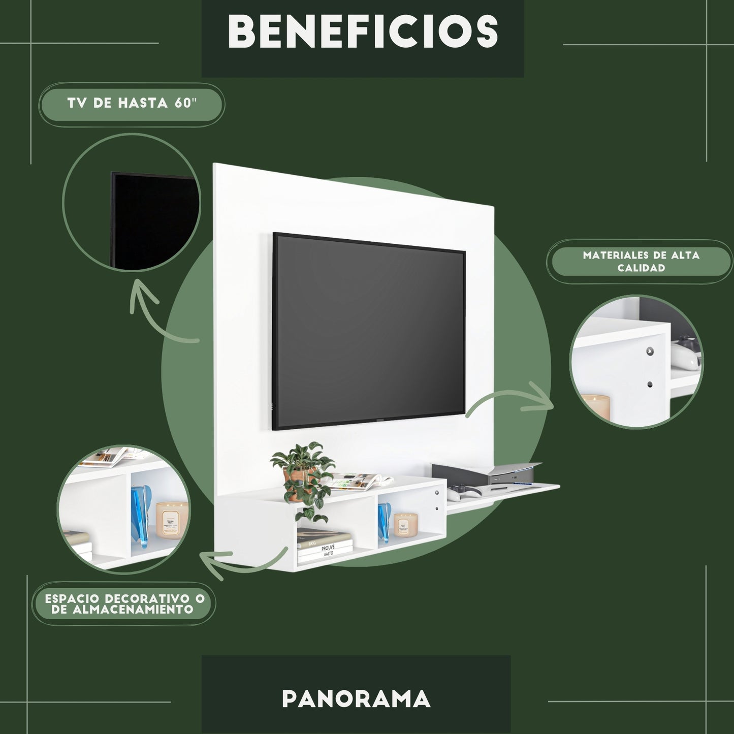 Mueble De Tv Panel Panorama Blanco