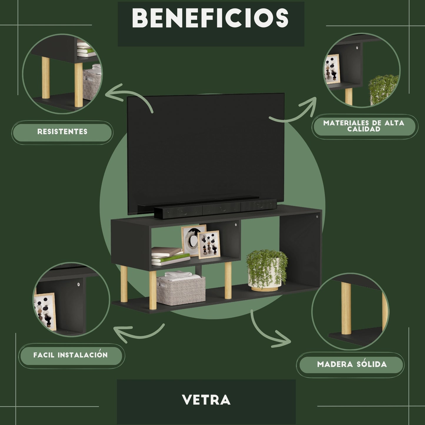 Mueble de TV Vetra Negro