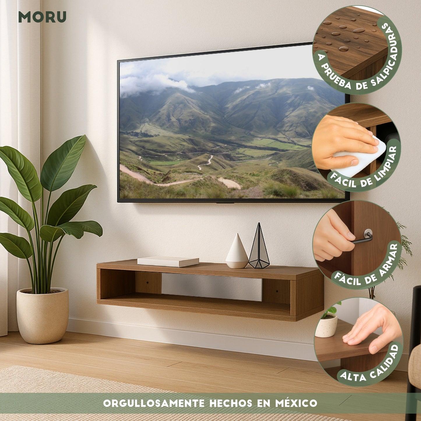 Mueble de TV o Repisa Flotante Lima Latte