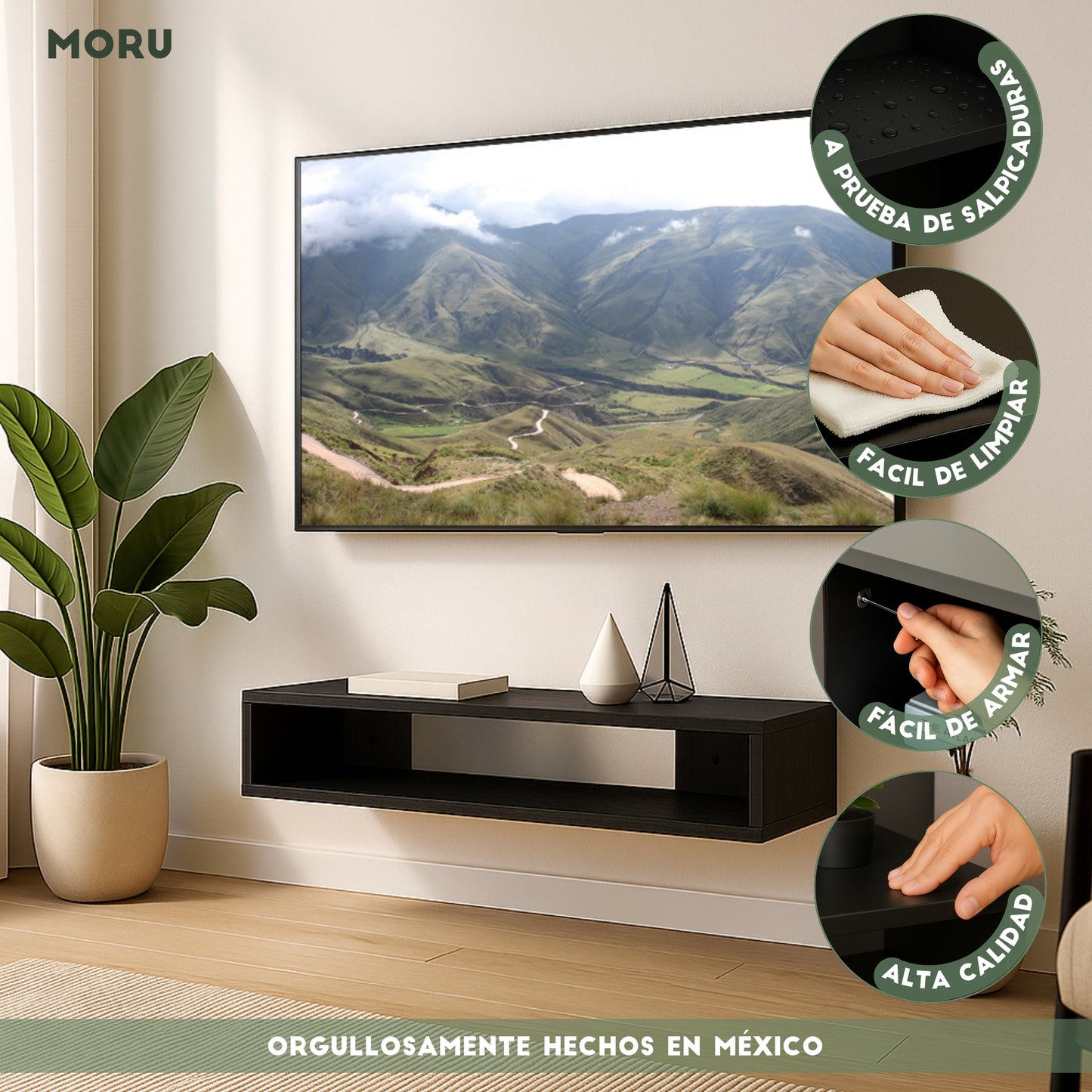 Mueble de TV o Repisa Flotante Lima Negro