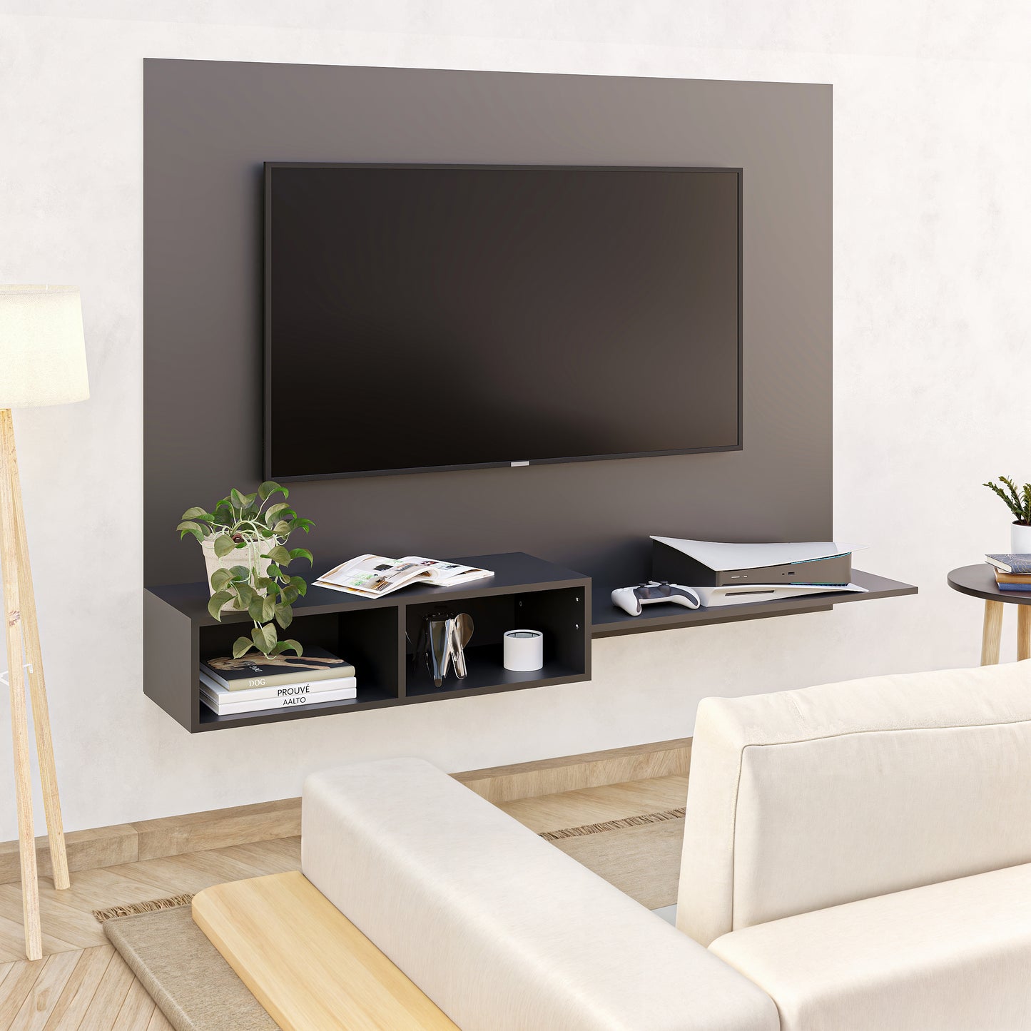 Mueble De Tv Panel Panorama Negro