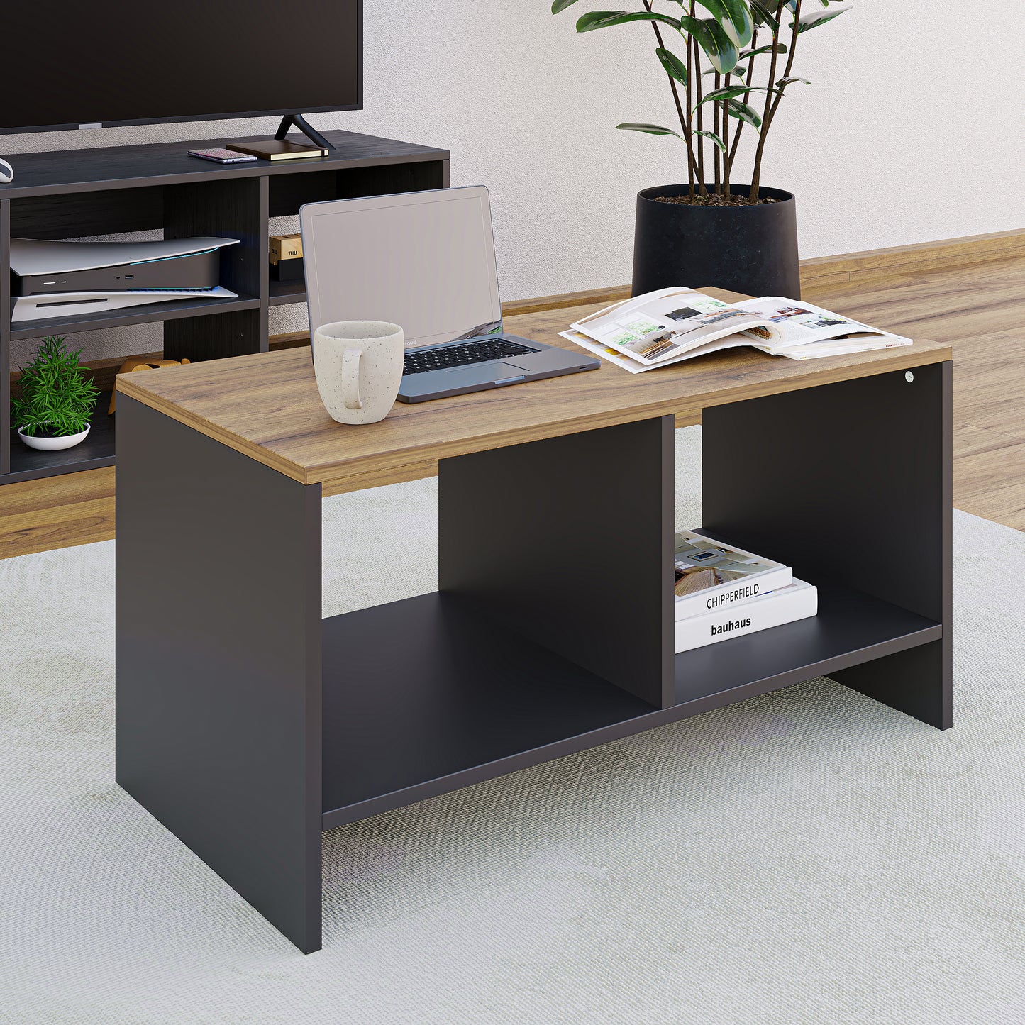 Mesa de Centro Smart  Latte y Negro