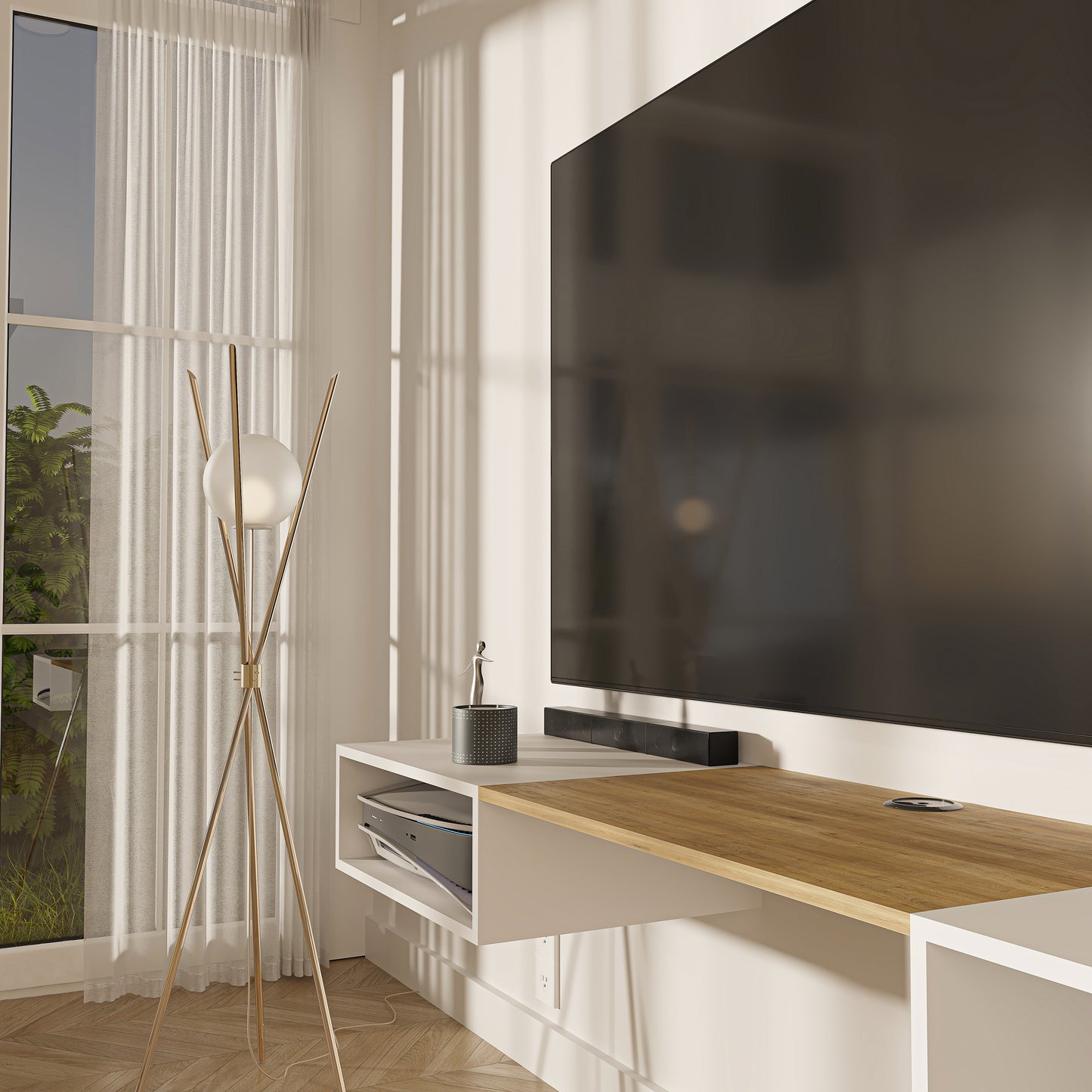 Mueble de TV o Repisa Flotante Belto Blanco