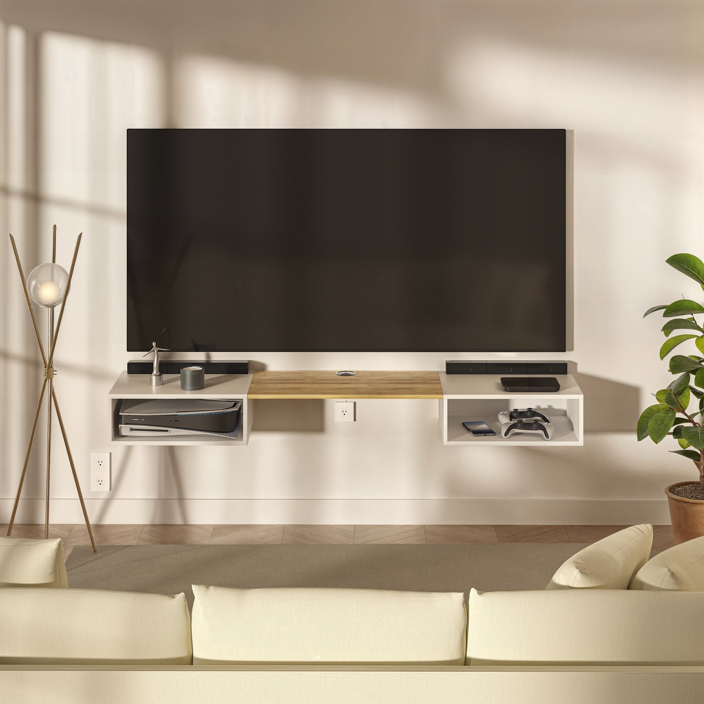 Mueble de TV o Repisa Flotante Belto Blanco