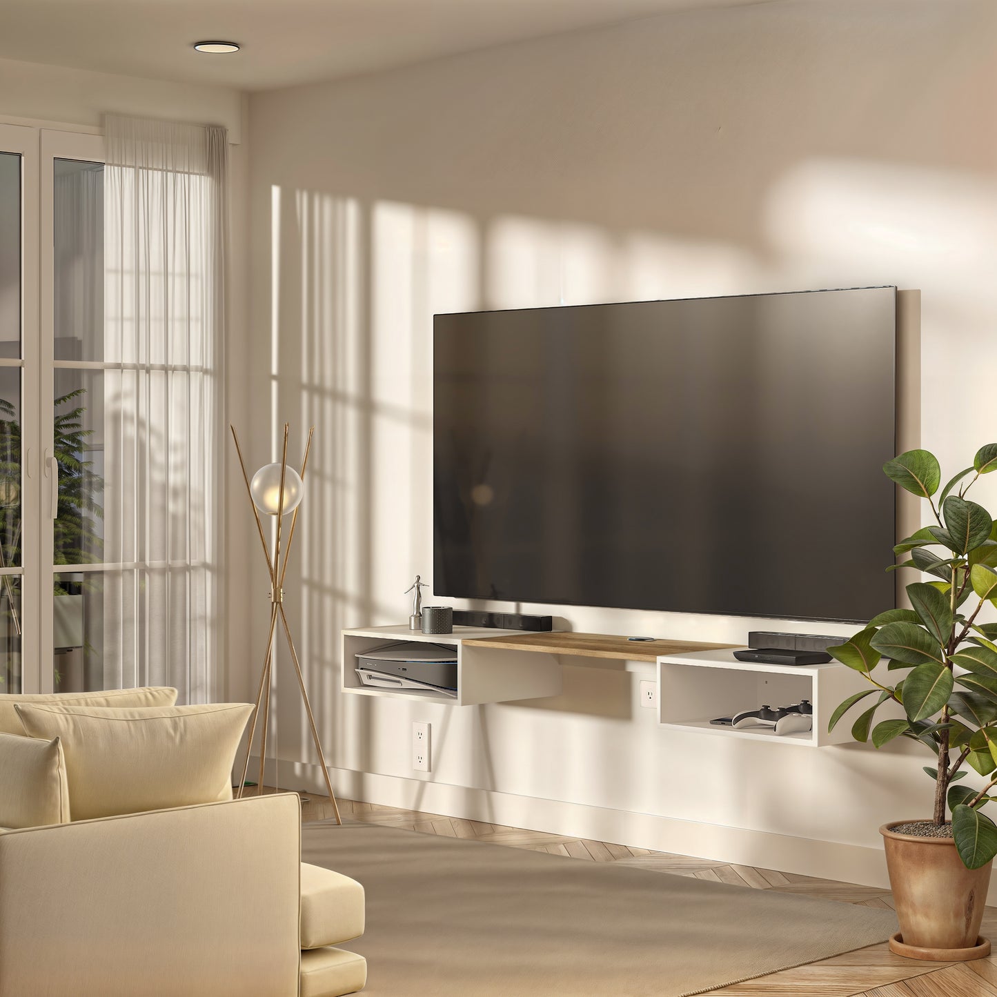 Mueble de TV o Repisa Flotante Belto Blanco