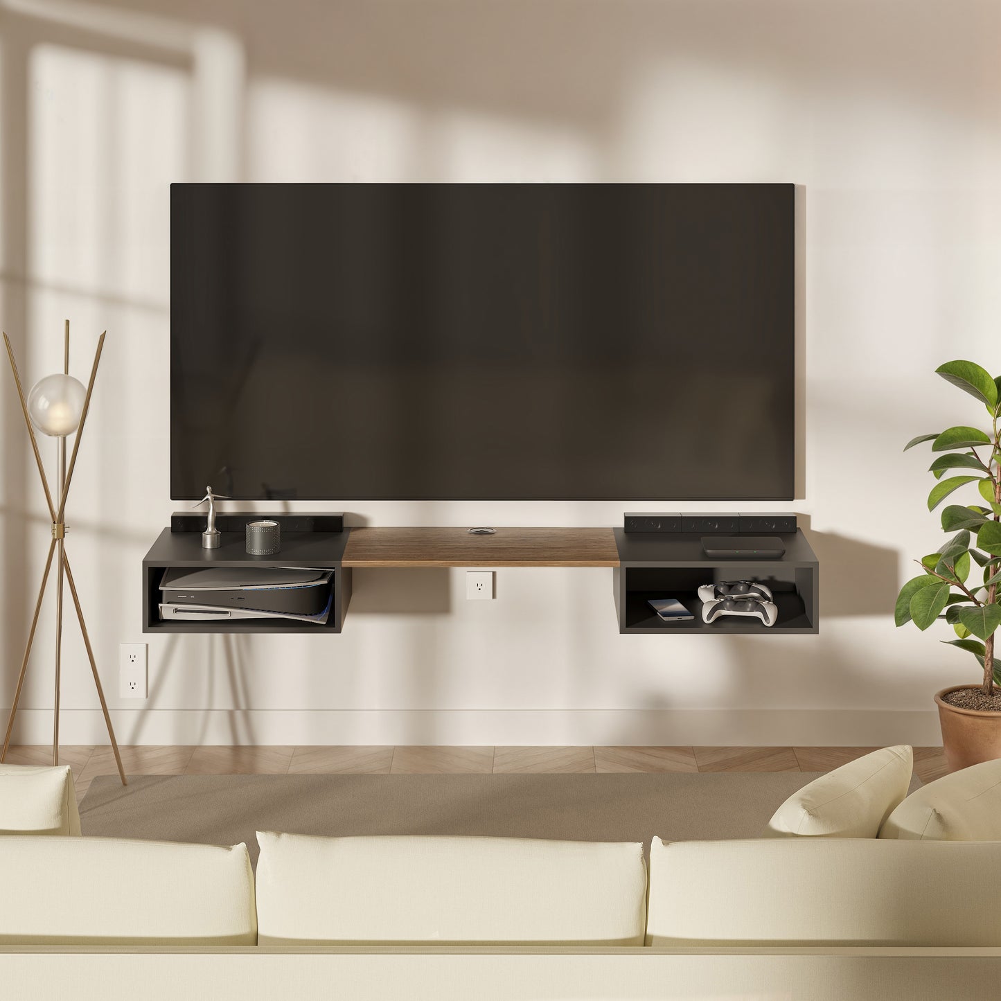 Mueble de TV o Repisa Flotante Belto Negro