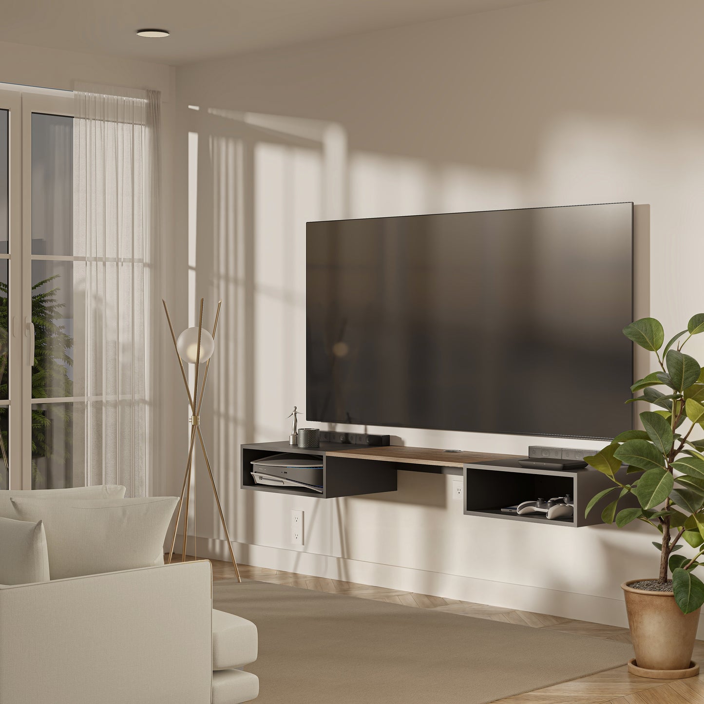 Mueble de TV o Repisa Flotante Belto Negro