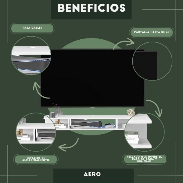 Mueble de TV o Repisa Flotante Aero Blanco