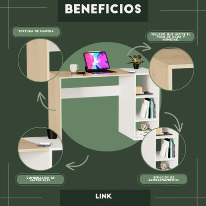 Escritorio Link Roble y Blanco