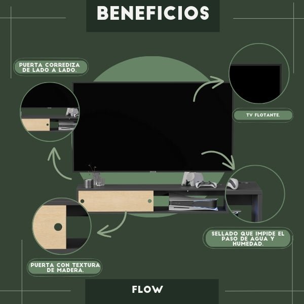 Mueble de TV o Repisa Flotante Flow Negro
