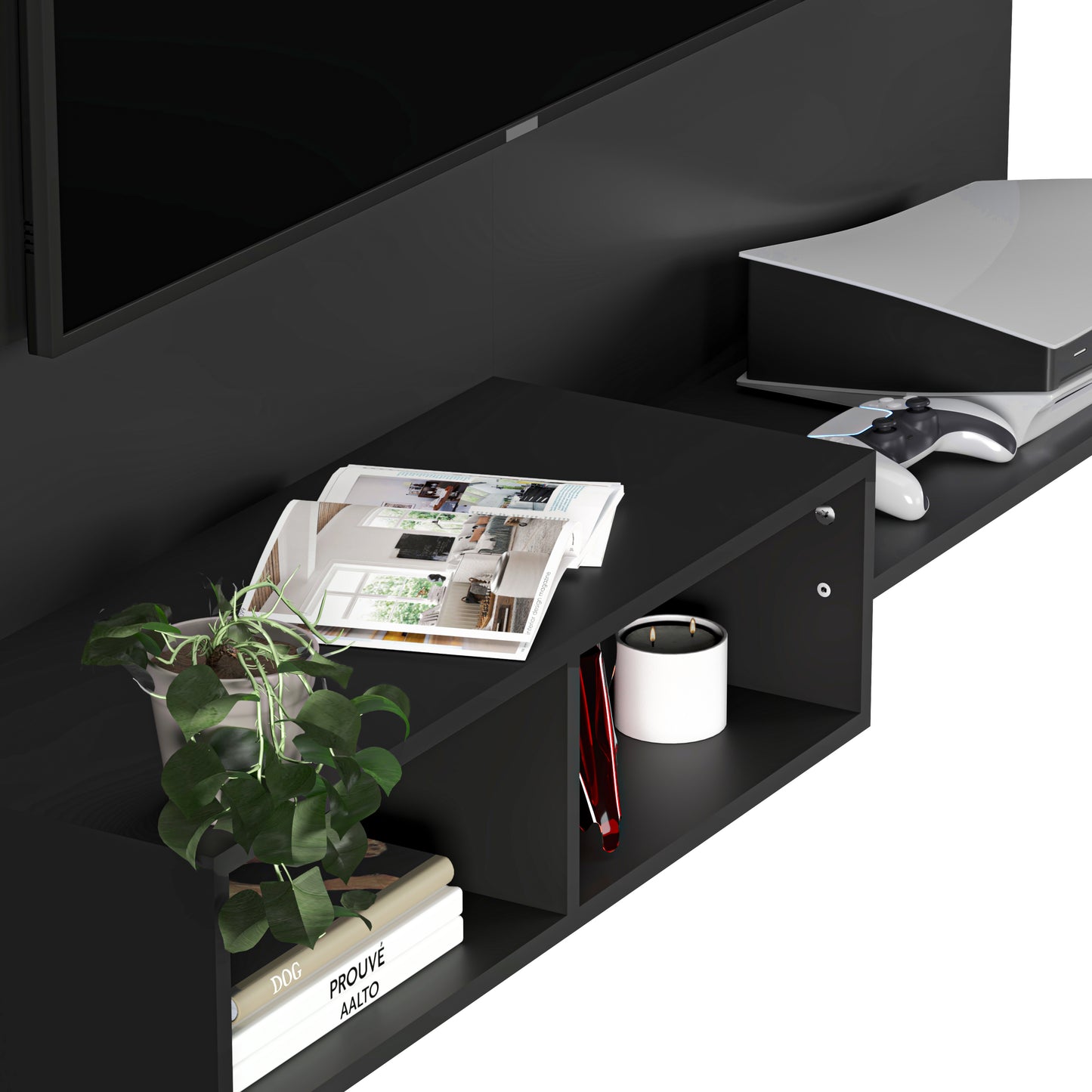 Mueble De Tv Panel Panorama Negro
