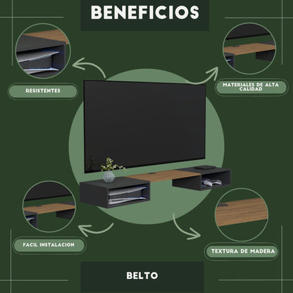 Mueble de TV o Repisa Flotante Belto Negro