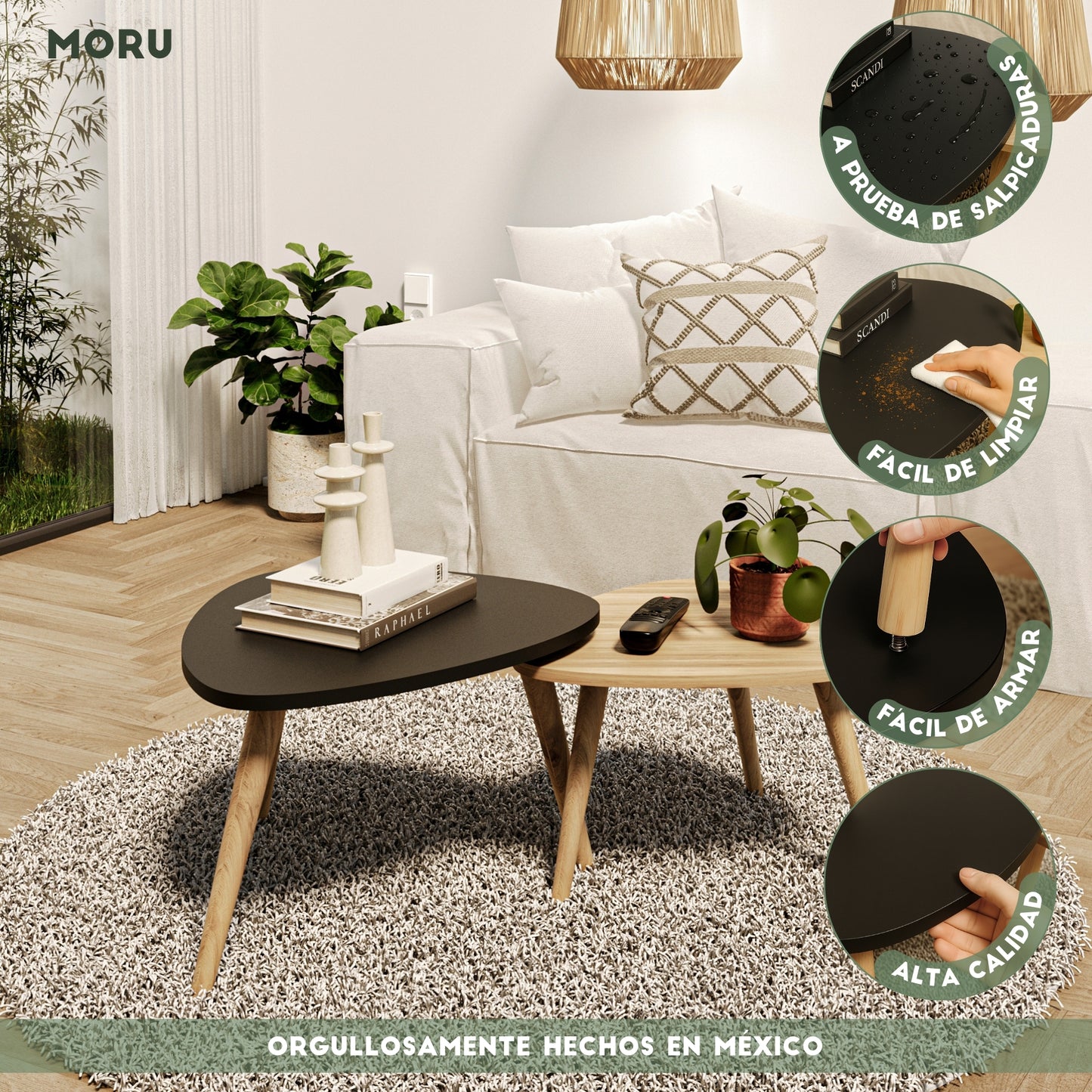 Mesa de Centro 2 pzas Hamilton Negro y Roble