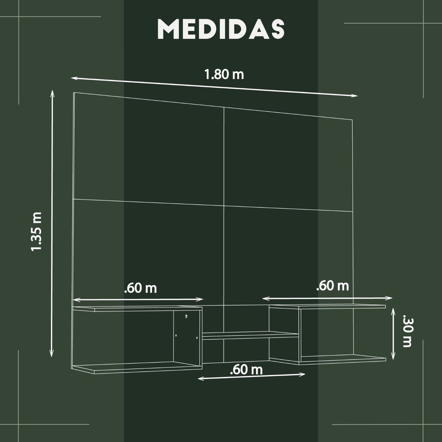 Mueble De Tv Panel Dúo Negro y Latte