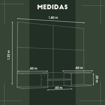 Mueble De Tv Panel Dúo Negro y Latte