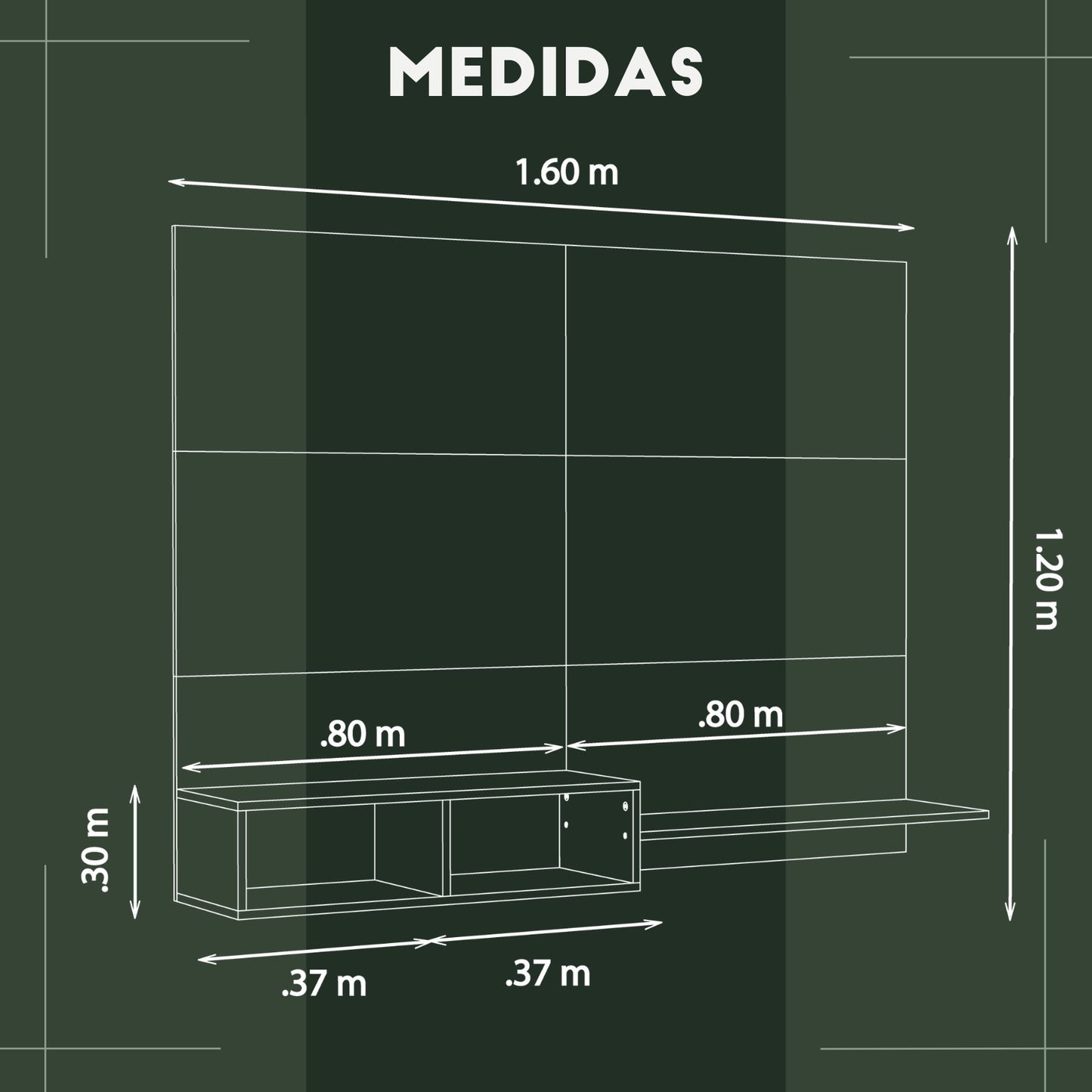 Mueble De Tv Panel Panorama Negro