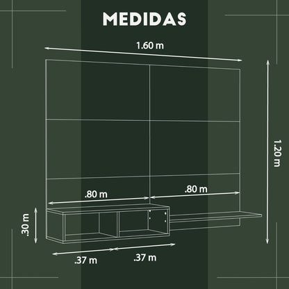 Mueble De Tv Panel Panorama Negro