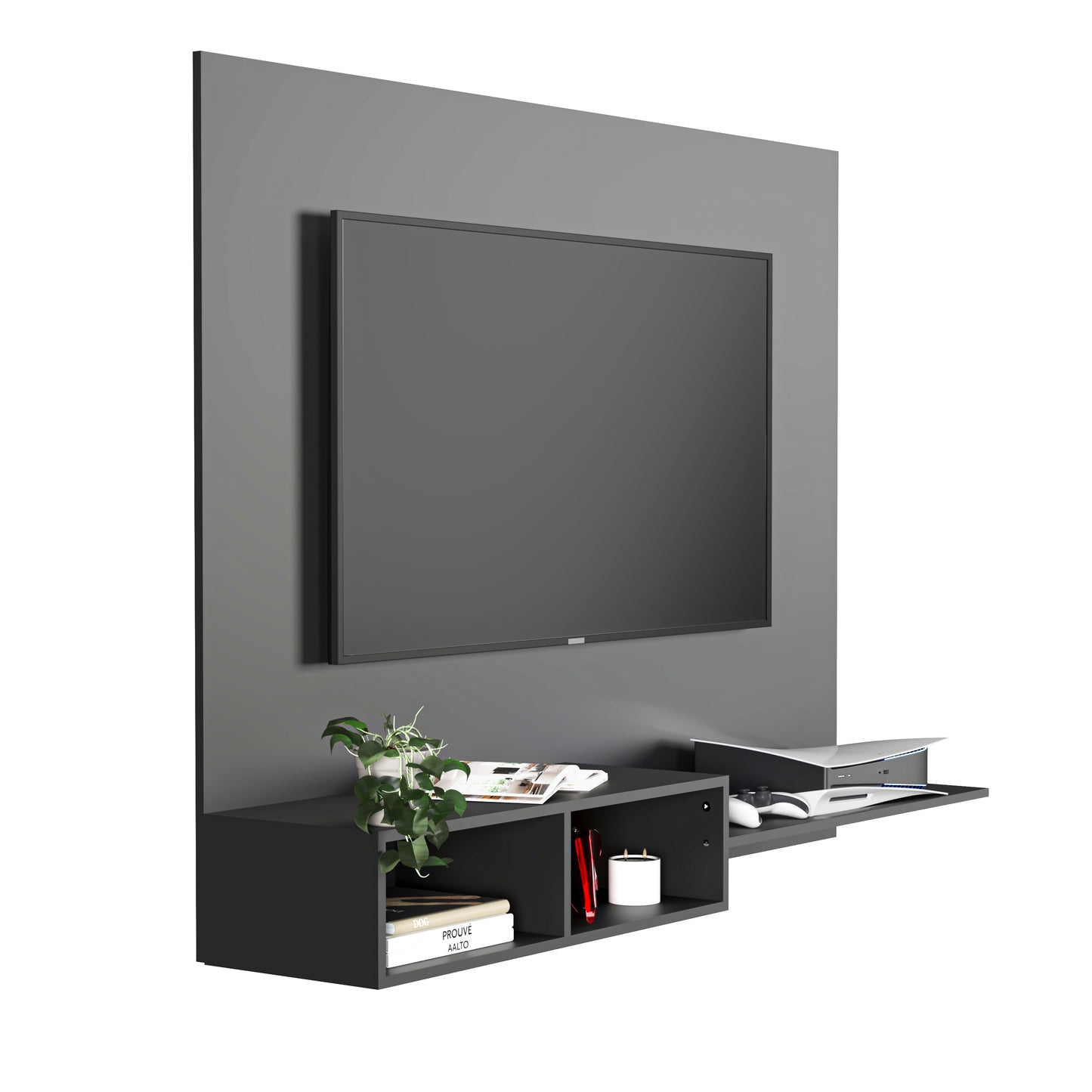 Mueble De Tv Panel Panorama Negro