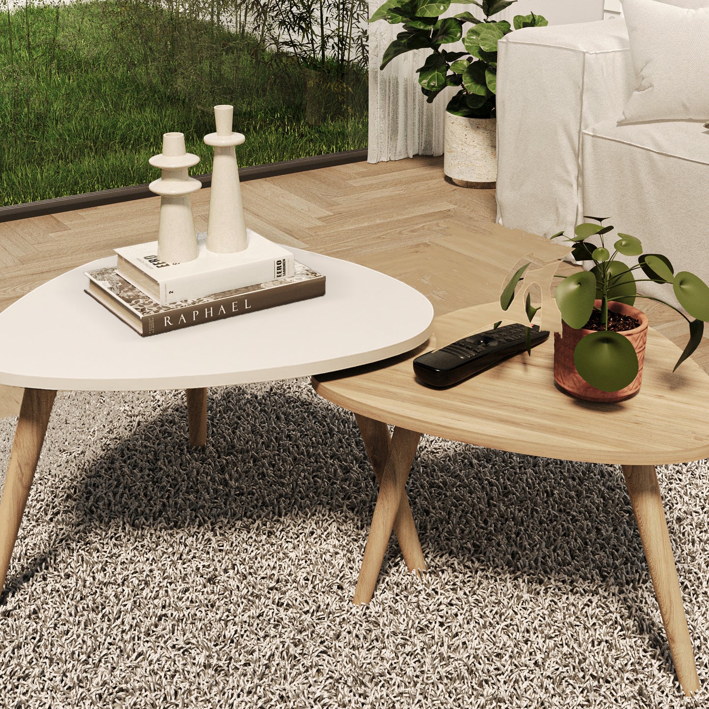 Mesa de Centro 2 pzas Hamilton Blanco y Roble