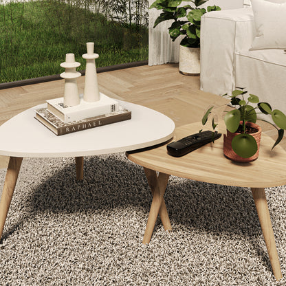 Mesa de Centro 2 pzas Hamilton Blanco y Roble