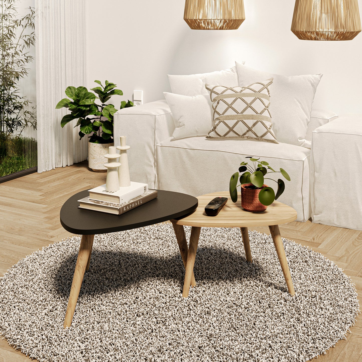Mesa de Centro 2 pzas Hamilton Negro y Roble