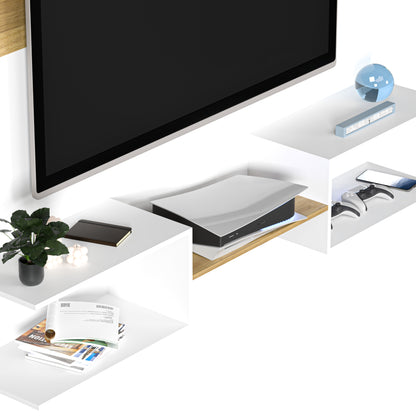 Mueble De Tv Panel Dúo Blanco y Roble