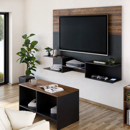 Mueble De Tv Panel Dúo Negro y Latte