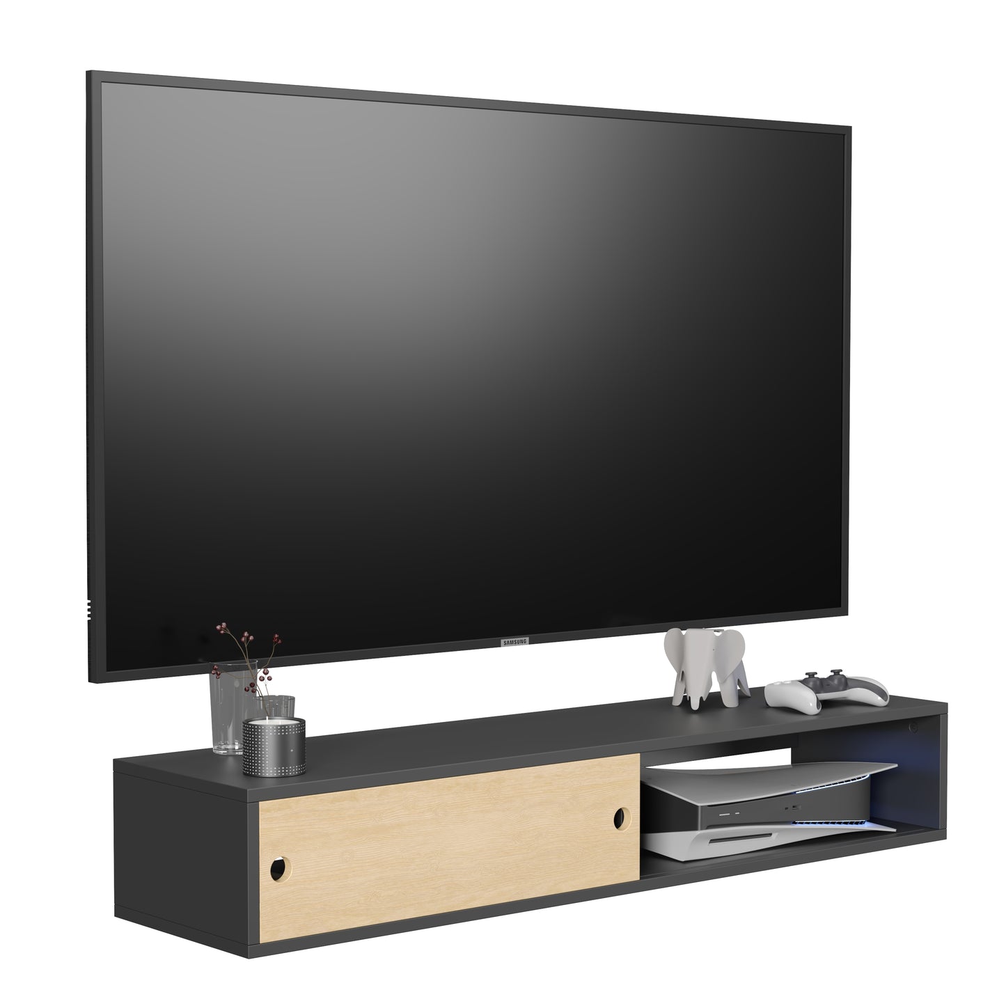 Mueble de TV o Repisa Flotante Flow Negro - MORU MUEBLES