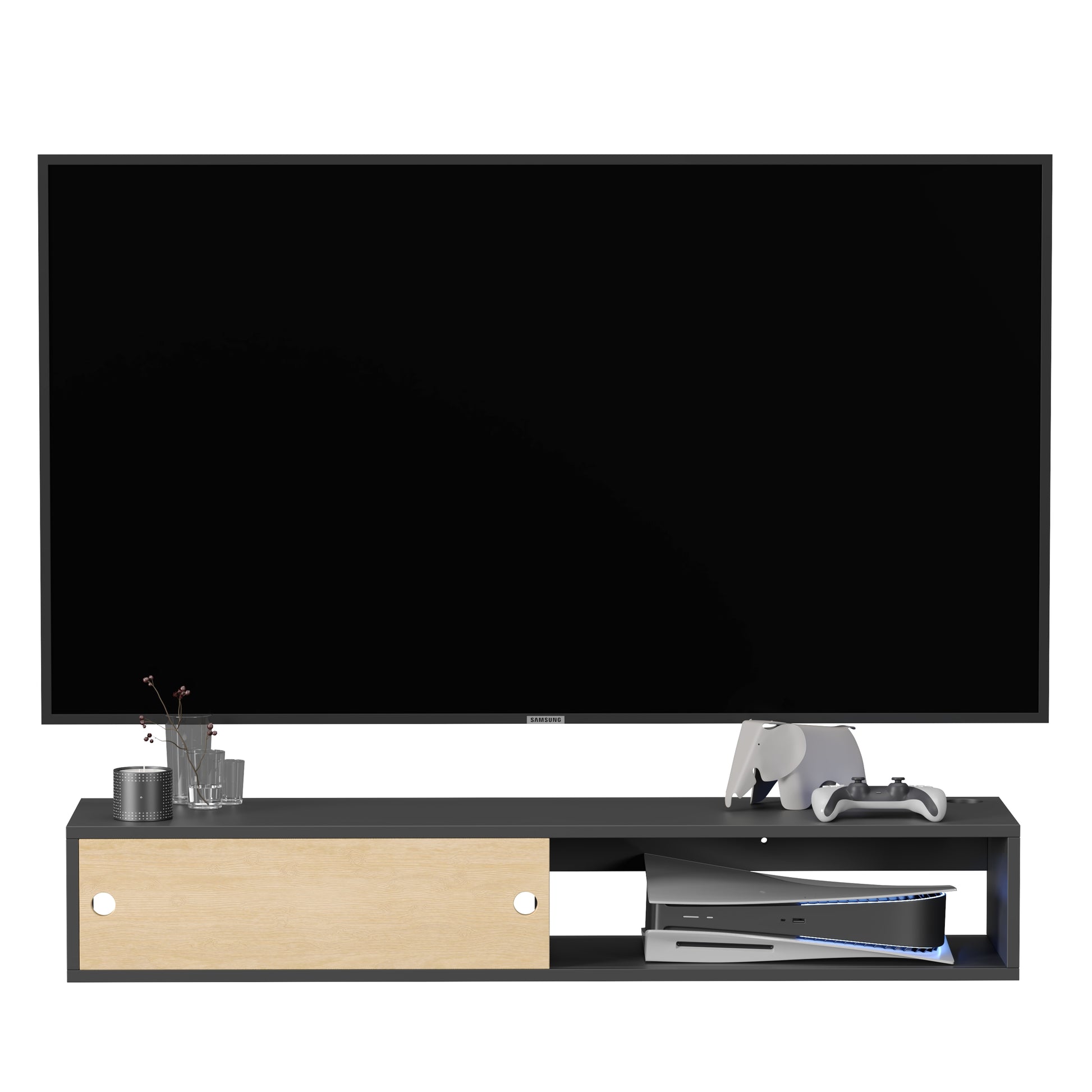 Mueble de TV o Repisa Flotante Flow Negro - MORU MUEBLES