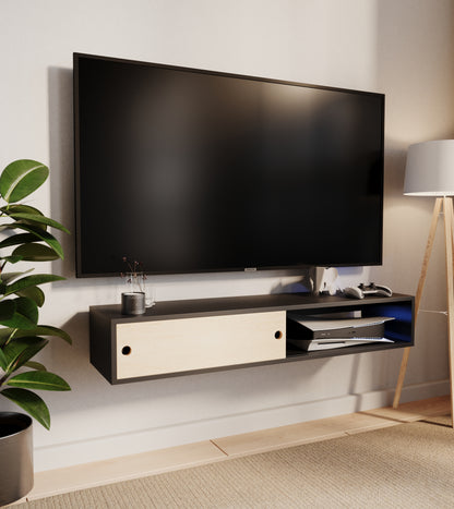 Mueble de TV o Repisa Flotante Flow Negro - MORU MUEBLES