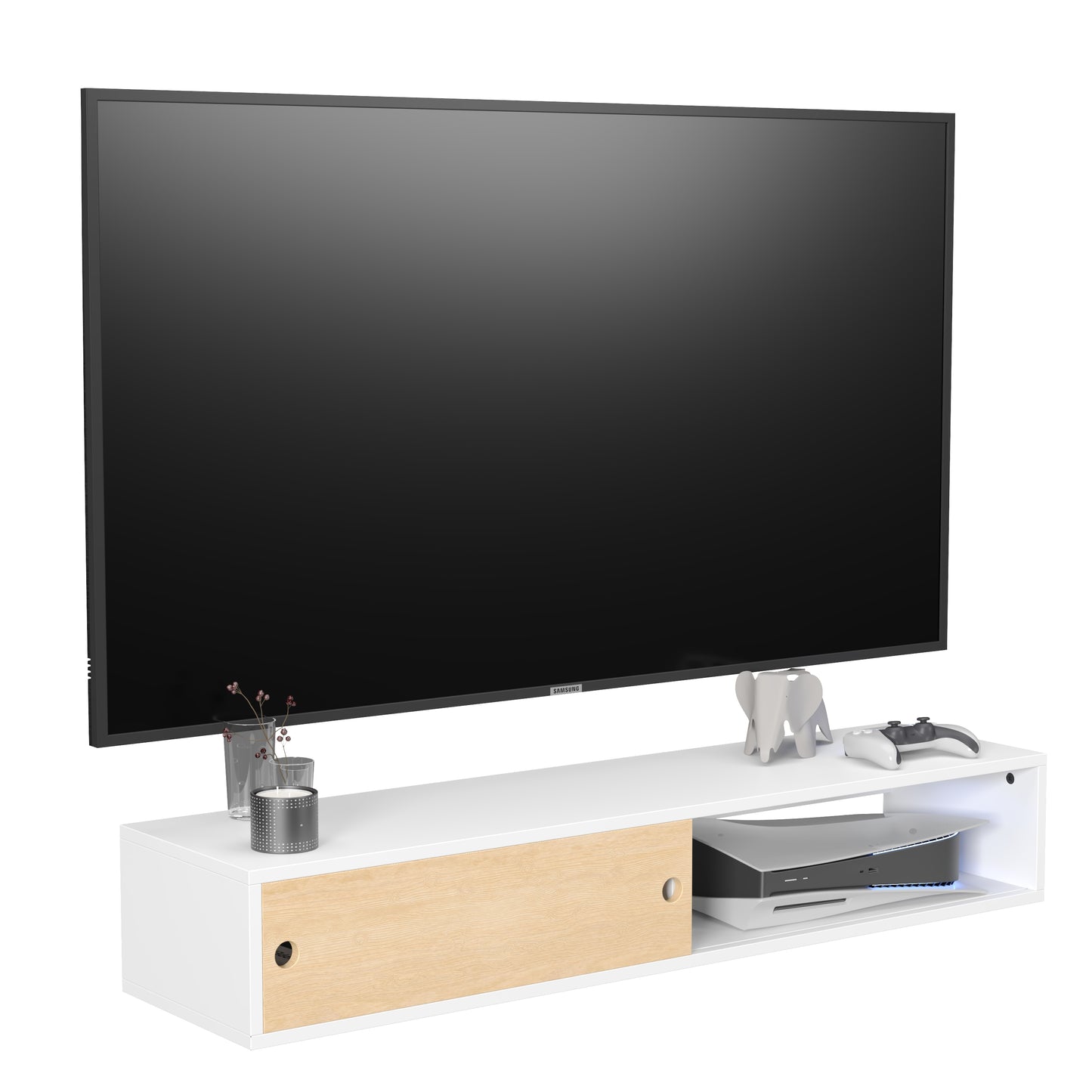 Mueble de TV o Repisa Flotante Flow Blanco - MORU MUEBLES